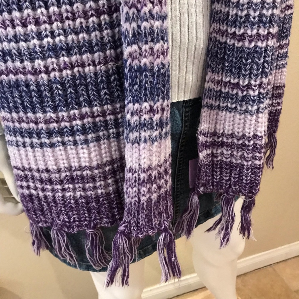 Evsie Knitted Scarf NEW Purple Blue Soft Fringe Wide Winter Festival Gift - Picture 5 of 8